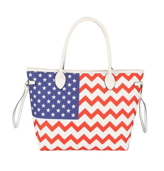 USA Tote Shoulder Handbag Flag Top Handle