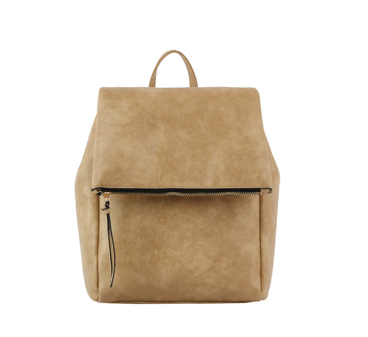 backpack convertible to shoulder bag , whit flap and zipered closure