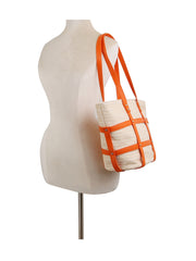 Woven Straw and Faux Leather Beach Tote