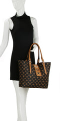 Signature Print Satchel Tote Wallet Set Hobo Purse