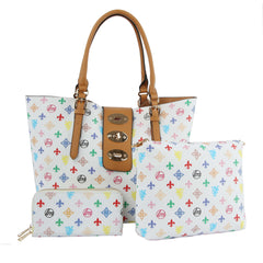 Signature Print Satchel Tote Wallet Set Hobo Purse