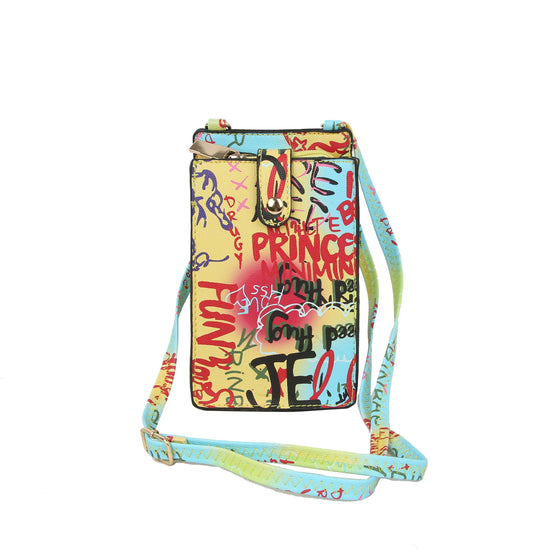 FASHION MULTI GRAFFITI PRINT CELL PHONE BAG