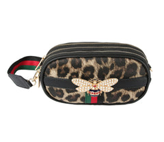 Fashion Bee Hardware 3 Zip Closure Crossbody Bag