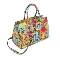 Graffiti Printed Satchel Shoulder Bag