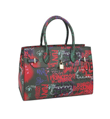 Graffiti Printed Satchel Shoulder Bag