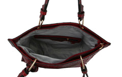 Women Top Handle Tote Satchel Hobo Croc Purse Clutch Set