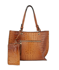 Women Top Handle Tote Satchel Hobo Croc Purse Clutch Set