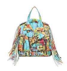 Multi Graffiti  Faux Vegan Leather