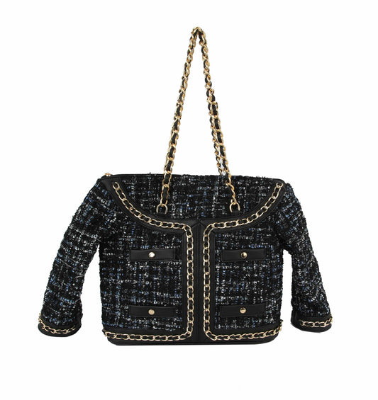 Women Satchel Handbag Tote Gold Chain