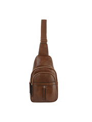 Front pocket leather sling bag