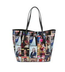 Glossy Magazine Cover Tote Handbag Crossbody Bag
