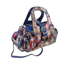 Glossy Magazine Cover Satchel Handbag Top Handle Bag