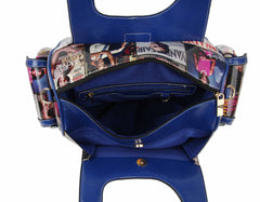 Glossy Magazine Cover Satchel Handbag Top Handle Bag