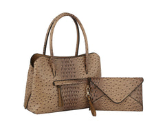 Fashion Ostrich Top Handle Satchel with Matching Clutch