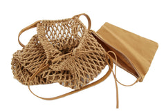 Womens Straw Bag,Travel Beach Tote Fishing mesh Bag,Straw Woven Bag