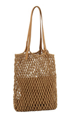 Womens Straw Bag,Travel Beach Tote Fishing mesh Bag,Straw Woven Bag