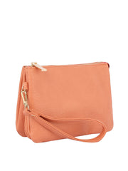 Tripe comparament convertible clutch crossbody wristlet