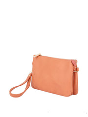 Tripe comparament convertible clutch crossbody wristlet
