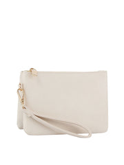 Tripe comparament convertible clutch crossbody wristlet