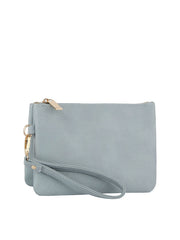 Tripe comparament convertible clutch crossbody wristlet