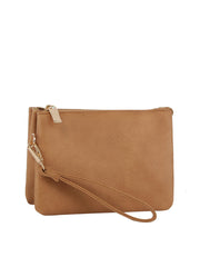 Tripe comparament convertible clutch crossbody wristlet