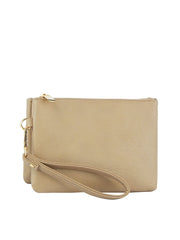 Tripe comparament convertible clutch crossbody wristlet