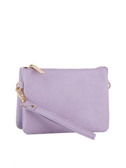 Tripe comparament convertible clutch crossbody wristlet