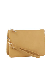 Tripe comparament convertible clutch crossbody wristlet