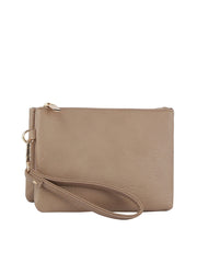 Tripe comparament convertible clutch crossbody wristlet