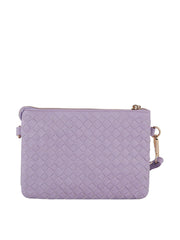Woven tripe comparament convertible clutch crossbody wristlet