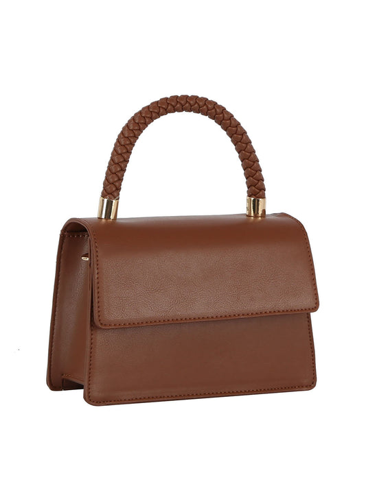 Braided top handle mini satchel