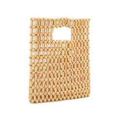 Straw Bags for Women,Straw Bags and satchel beach bag made it whit  small wooden balls