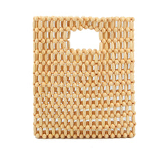 Straw Bags for Women,Straw Bags and satchel beach bag made it whit  small wooden balls
